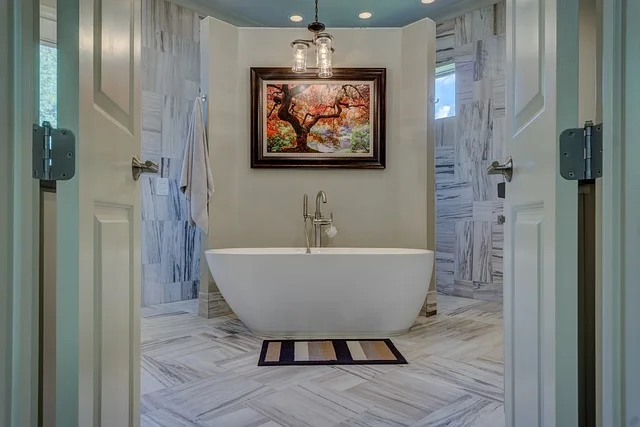An example of bathroom design that has wide and spacious entrance.