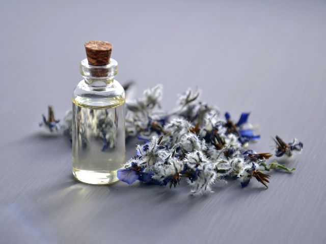 An image of essential oil from lavender.