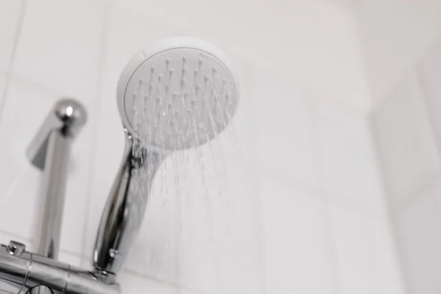 Shower head showing a good flow of water.