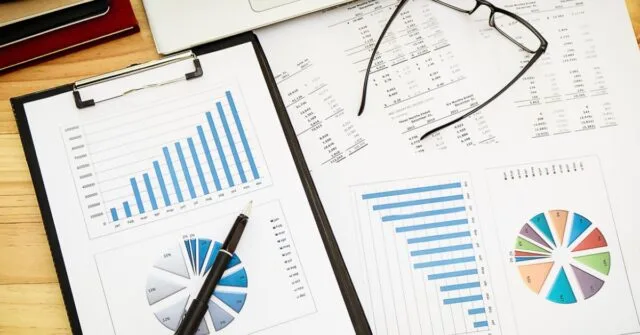 Graphs and charts tracking improvements in financial gain.