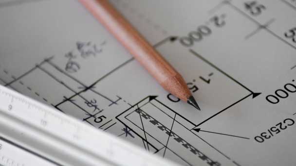A construction blueprint for a renovation.